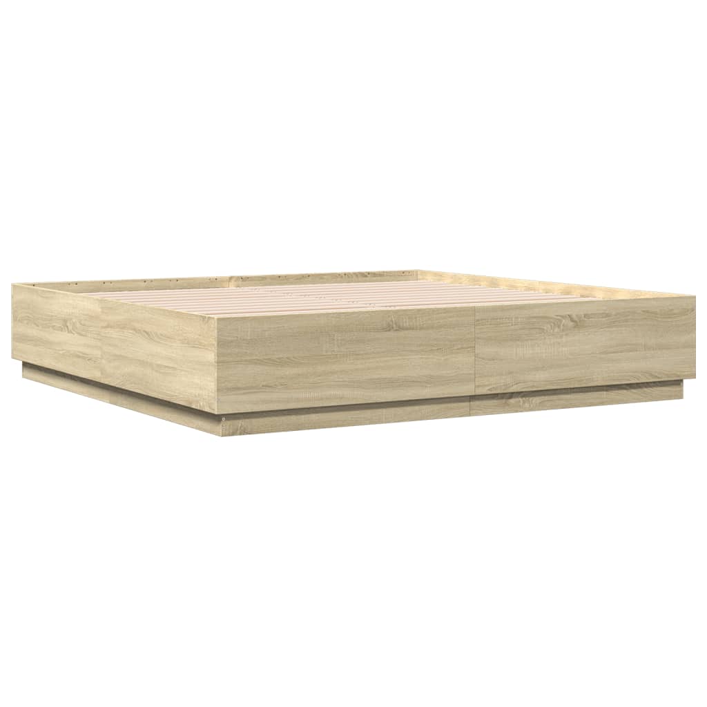 Bed Frame with LED without Mattress Sonoma Oak 180x200 cm Super King