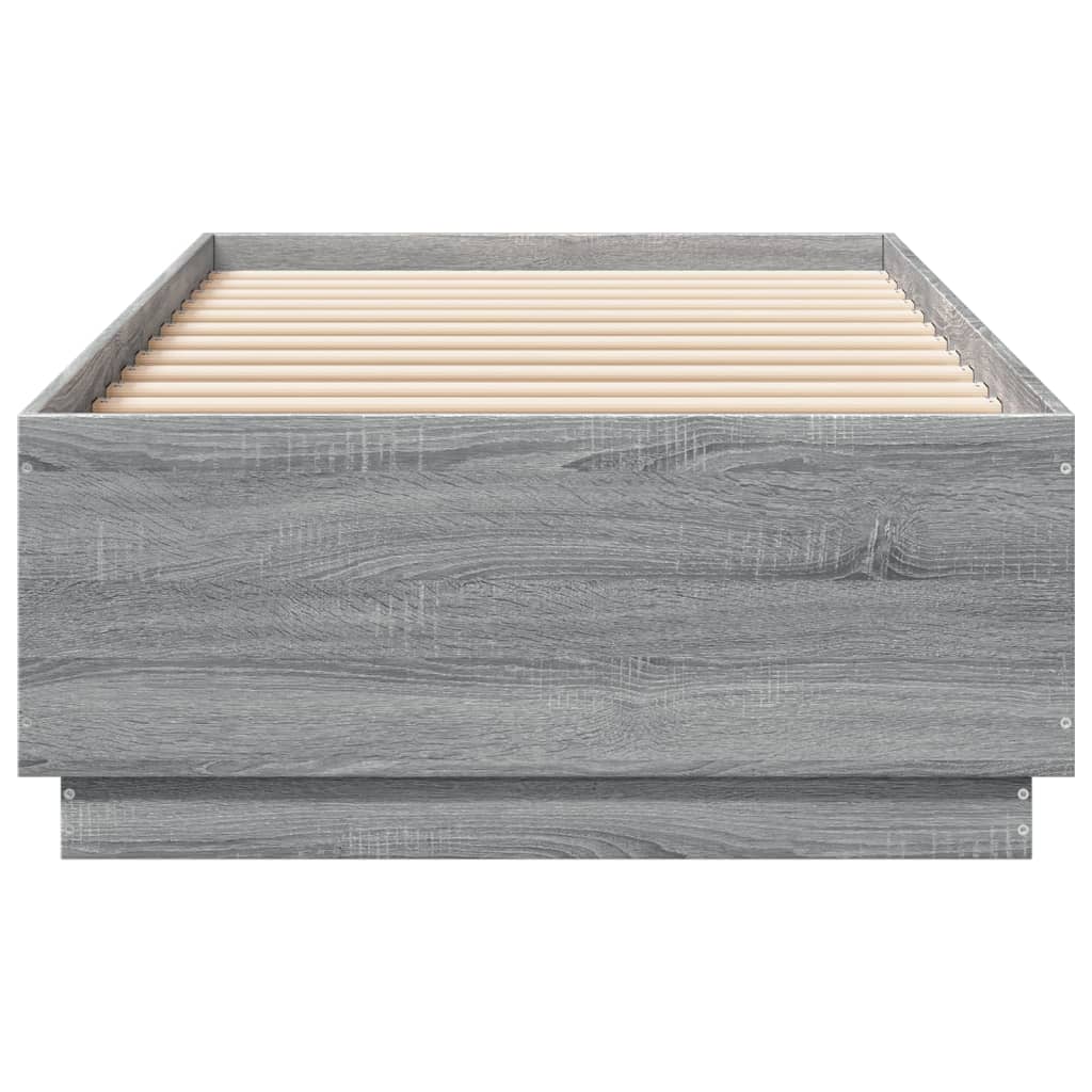 Bed Frame with LED without Mattress Grey Sonoma 100x200 cm