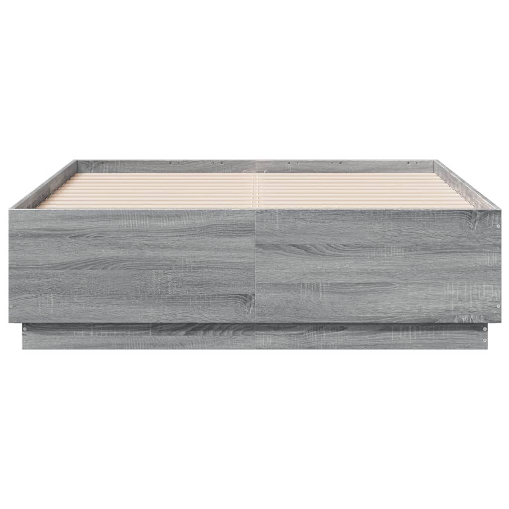 Bed Frame with LED without Mattress Grey Sonoma 120x190 cm Small Double