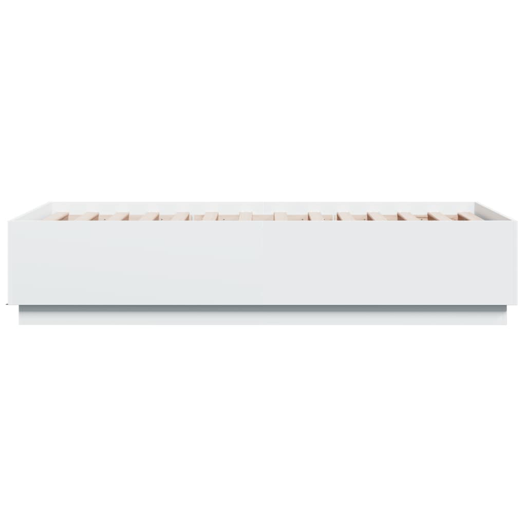 Bed Frame with LED without Mattress White 90x190 cm Single