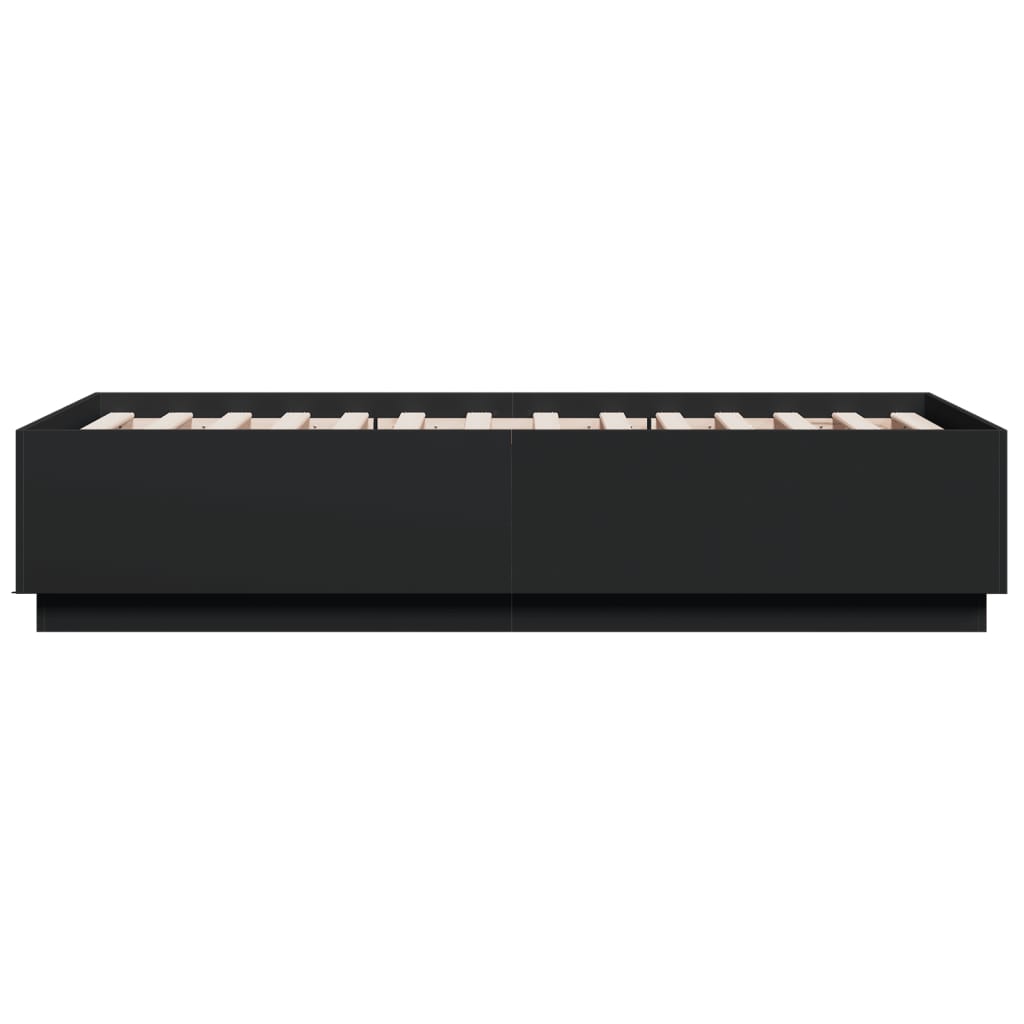 Bed Frame with LED without Mattress Black 90x190 cm Single