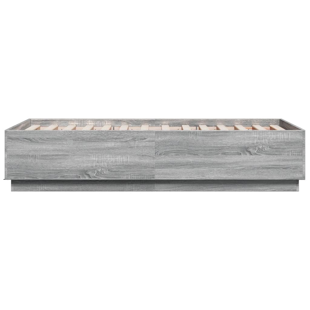 Bed Frame with LED without Mattress Grey Sonoma 75x190 cm Small Single