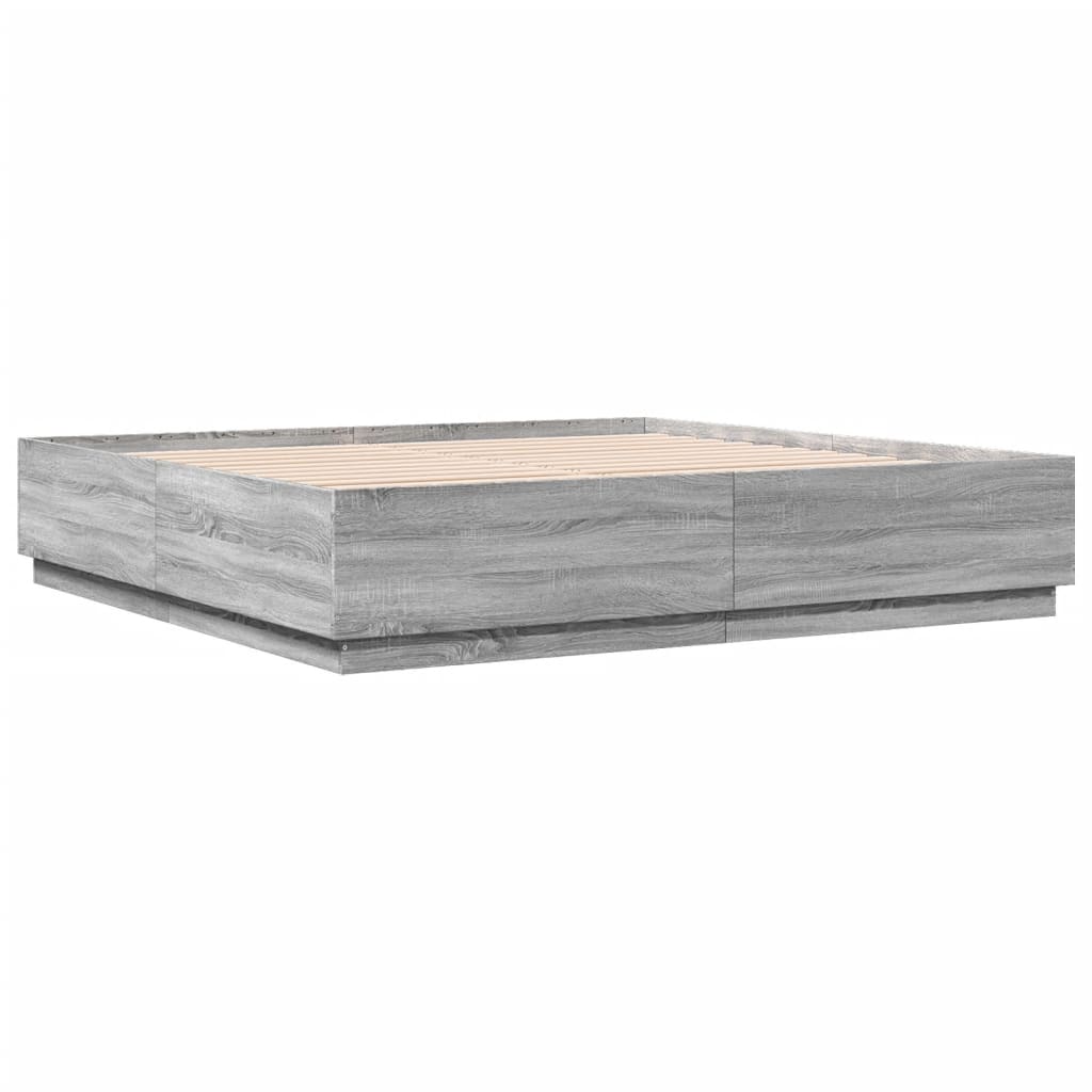 Bed Frame without Mattress Grey Sonoma 200x200 cm