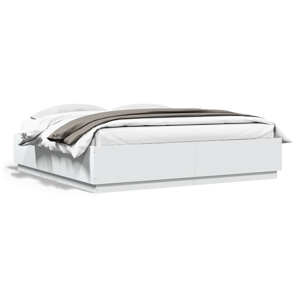 Bed Frame without Mattress White 180x200 cm Super King