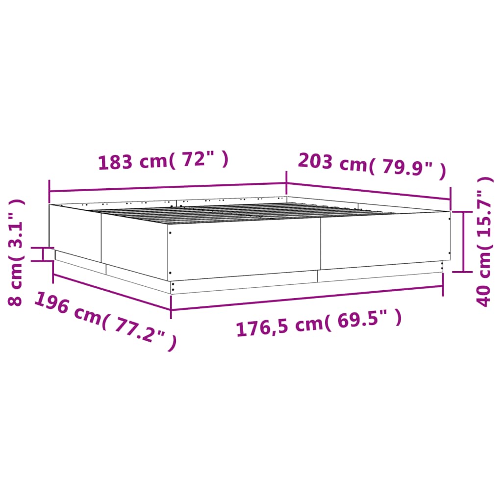 Bed Frame without Mattress White 180x200 cm Super King