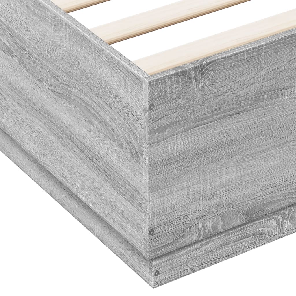 Bed Frame without Mattress Grey Sonoma 150x200 cm King Size