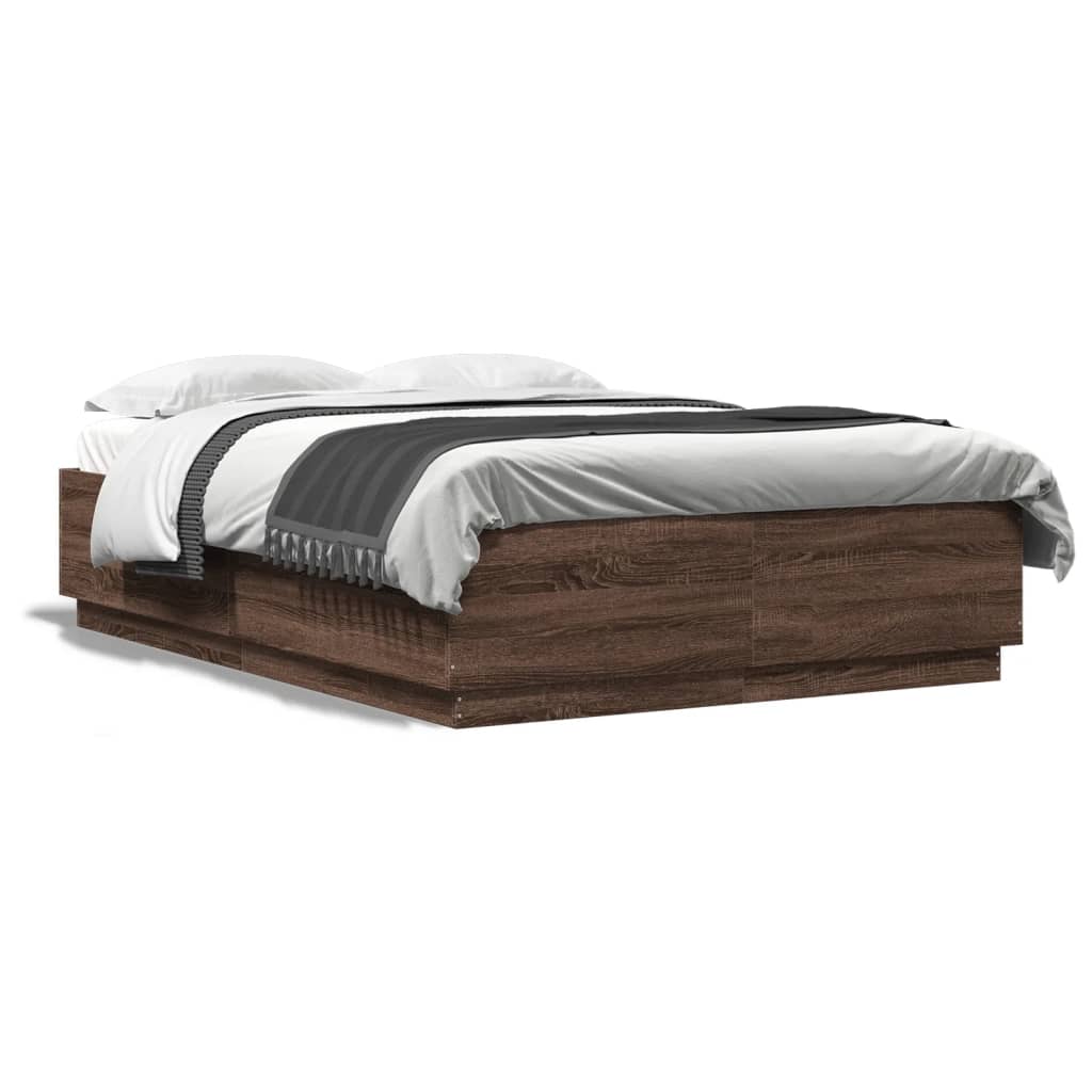 Bed Frame without Mattress Brown Oak 120x200 cm