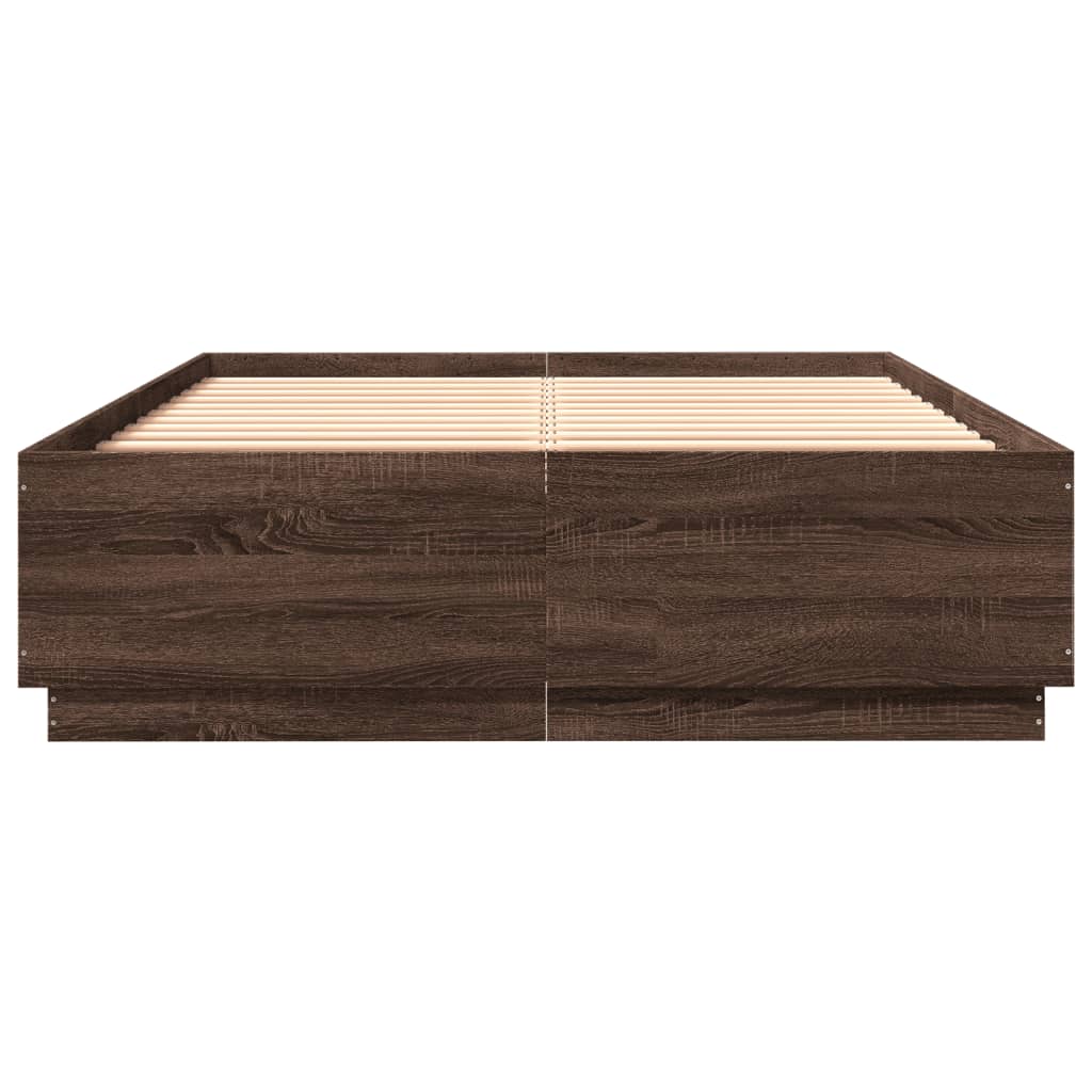 Bed Frame without Mattress Brown Oak 120x200 cm