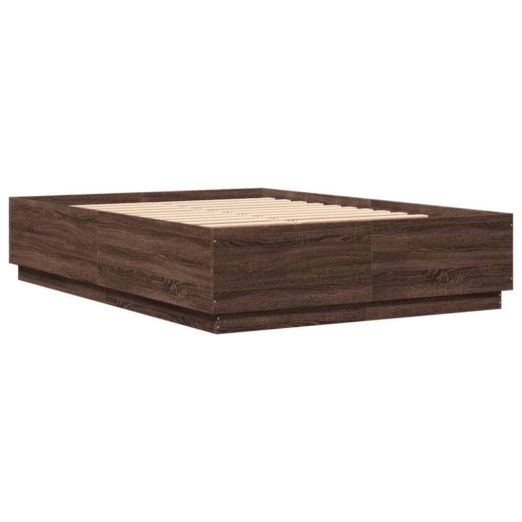 Bed Frame without Mattress Brown Oak 120x200 cm