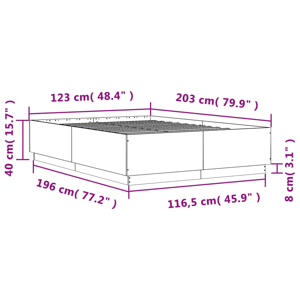 Bed Frame without Mattress Brown Oak 120x200 cm