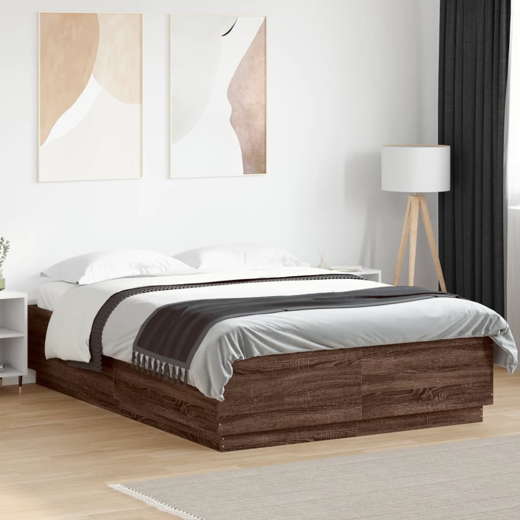Bed Frame without Mattress Brown Oak 120x200 cm