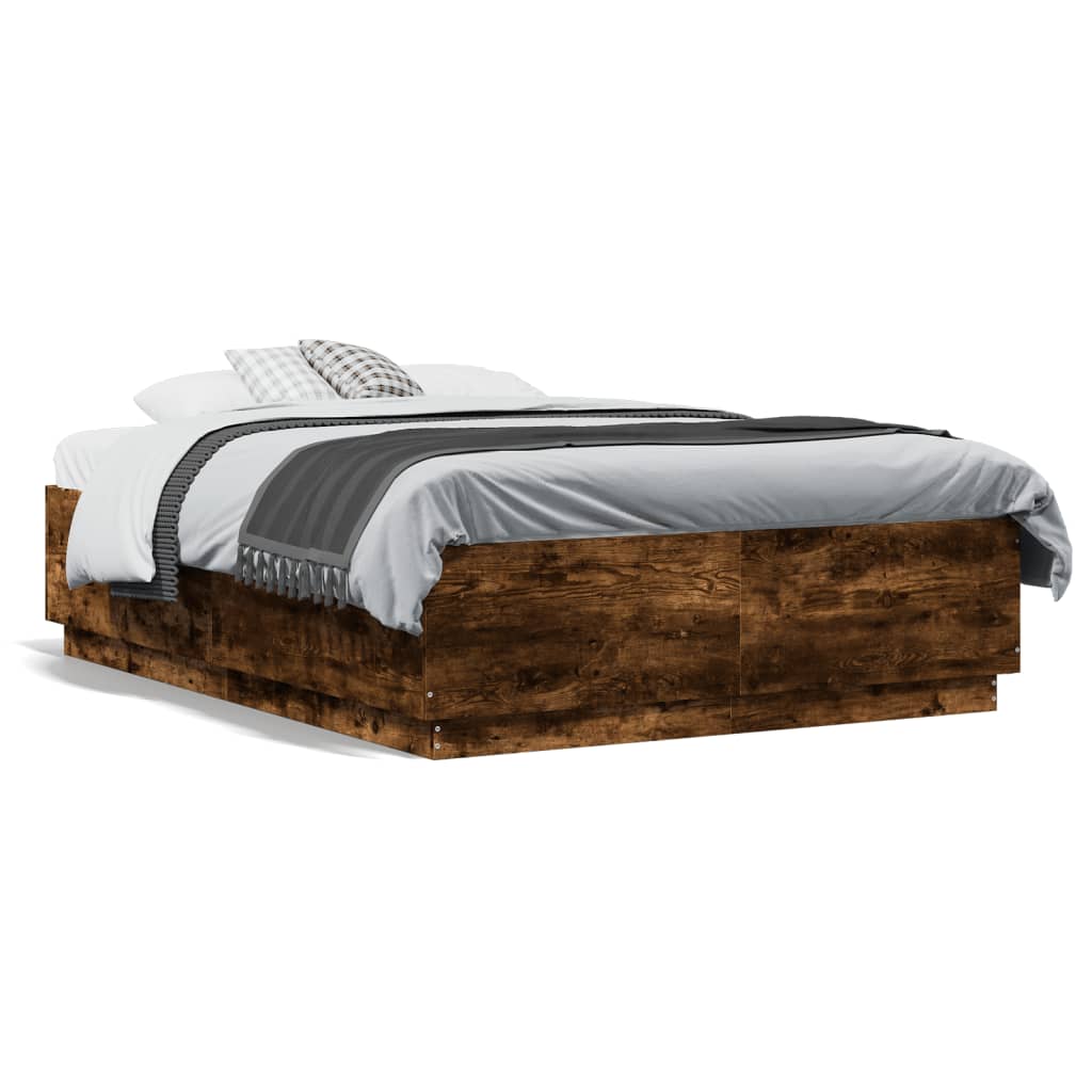 Bed Frame without Mattress Smoked Oak 140x190 cm