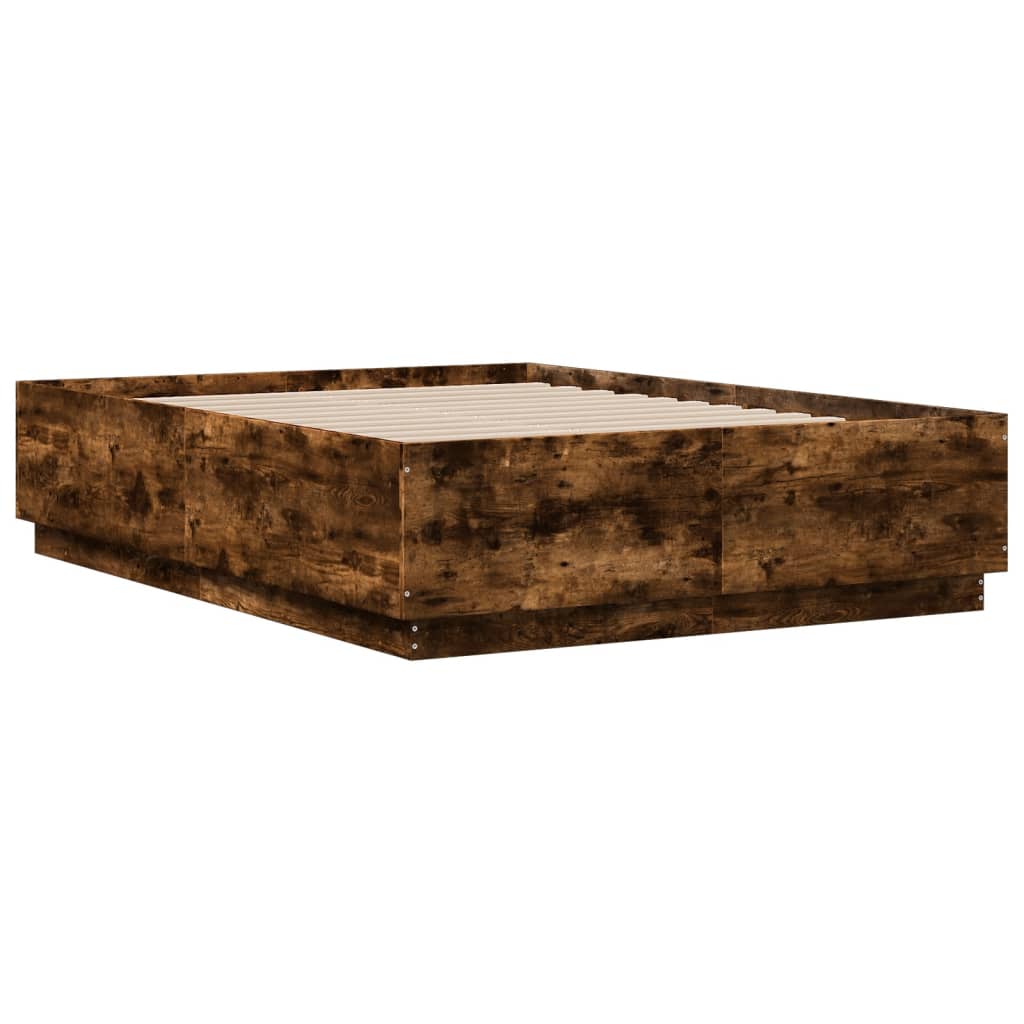 Bed Frame without Mattress Smoked Oak 140x190 cm