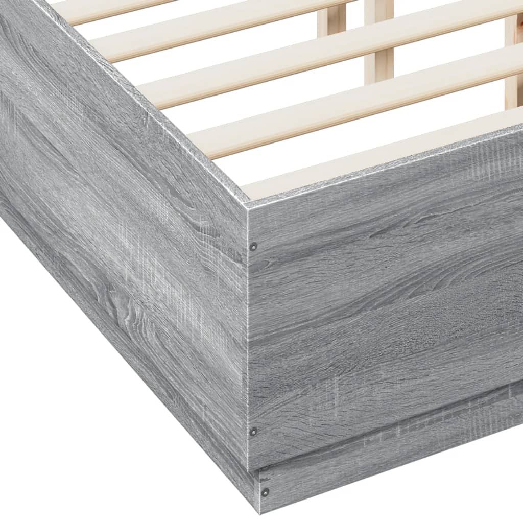 Bed Frame without Mattress Grey Sonoma 140x190 cm