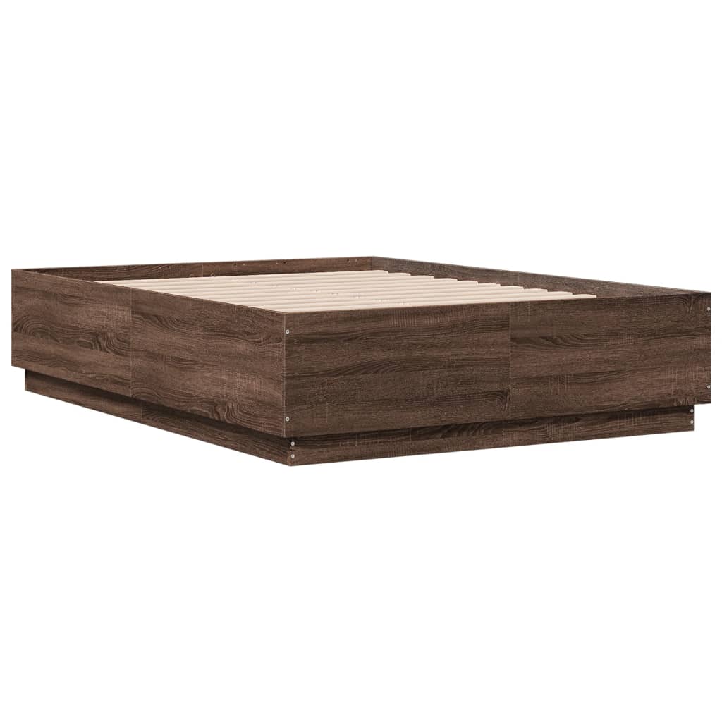 Bed Frame without Mattress Brown Oak 140x190 cm