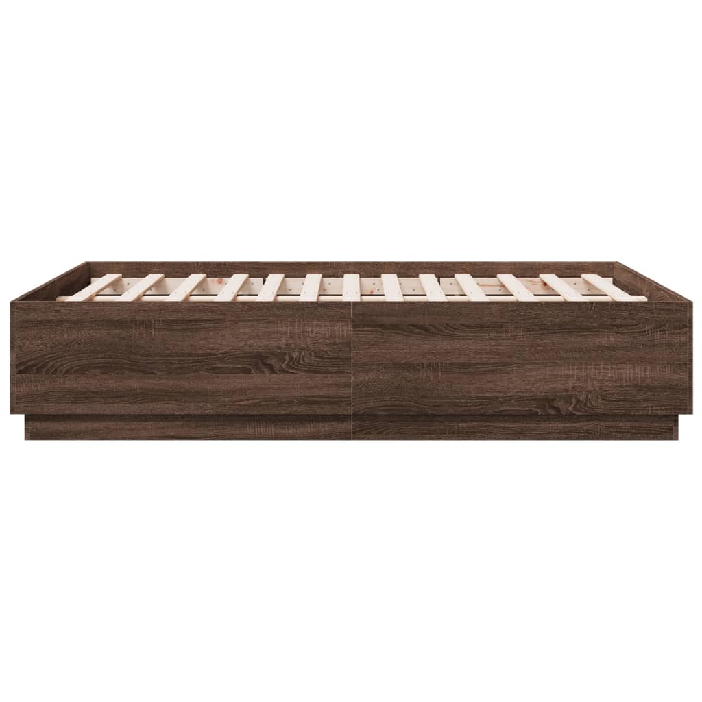 Bed Frame without Mattress Brown Oak 140x190 cm