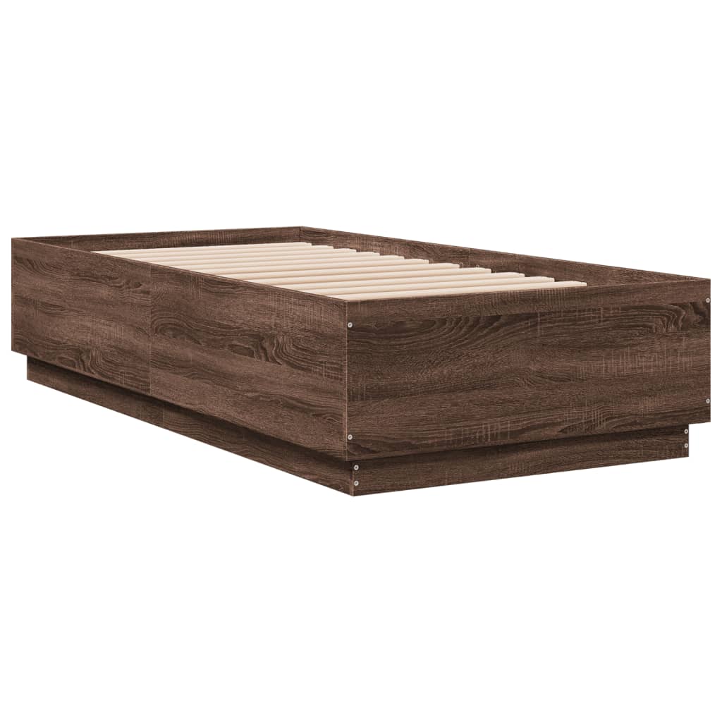 Bed Frame without Mattress Brown Oak 90x190 cm Single