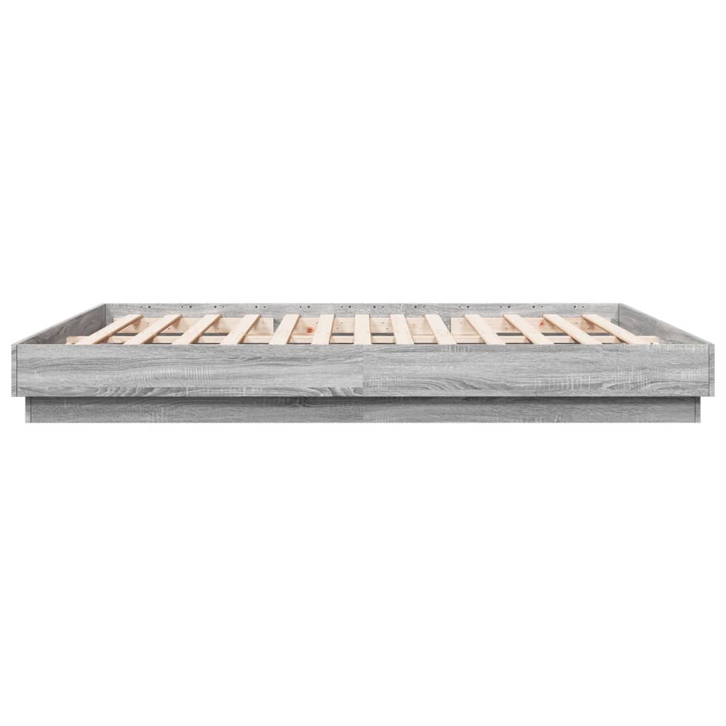 Bed Frame with LED without Mattress Grey Sonoma 200x200 cm