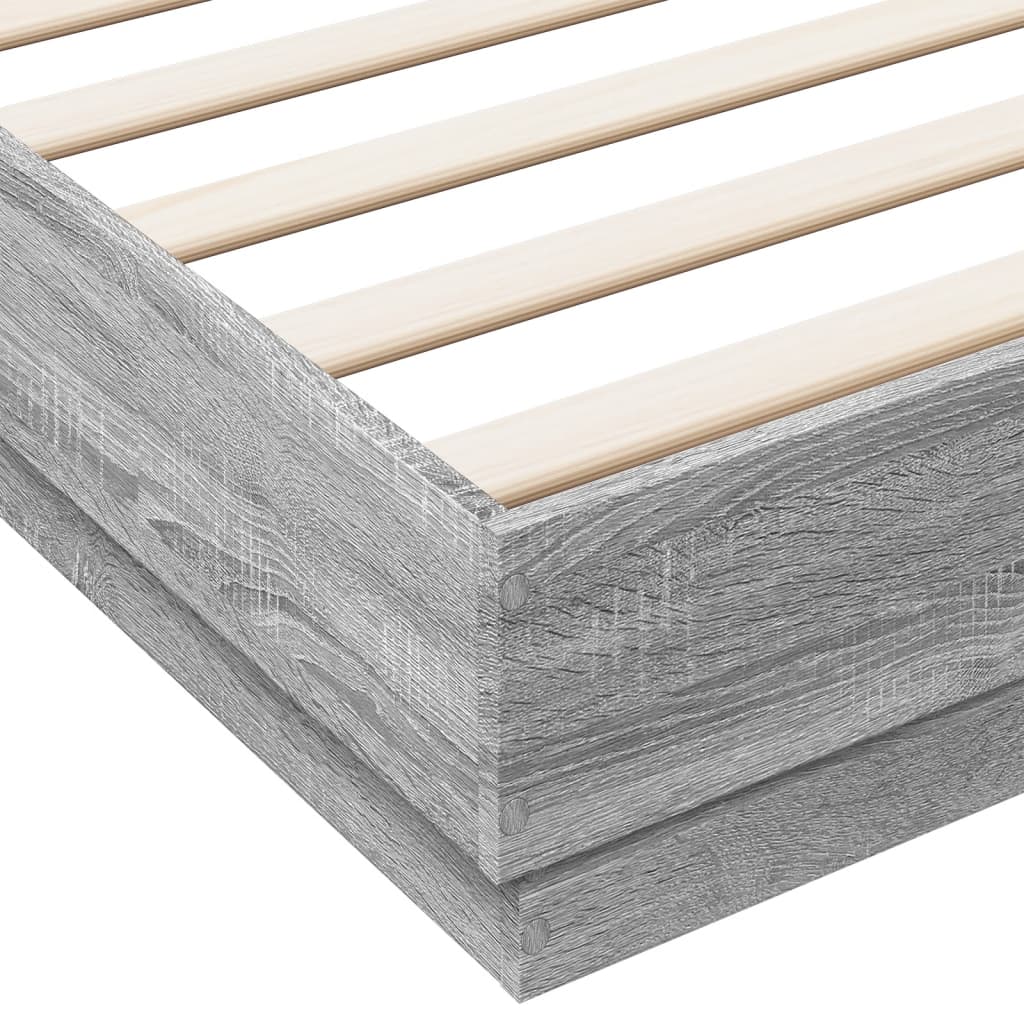 Bed Frame with LED without Mattress Grey Sonoma 180x200 cm Super King
