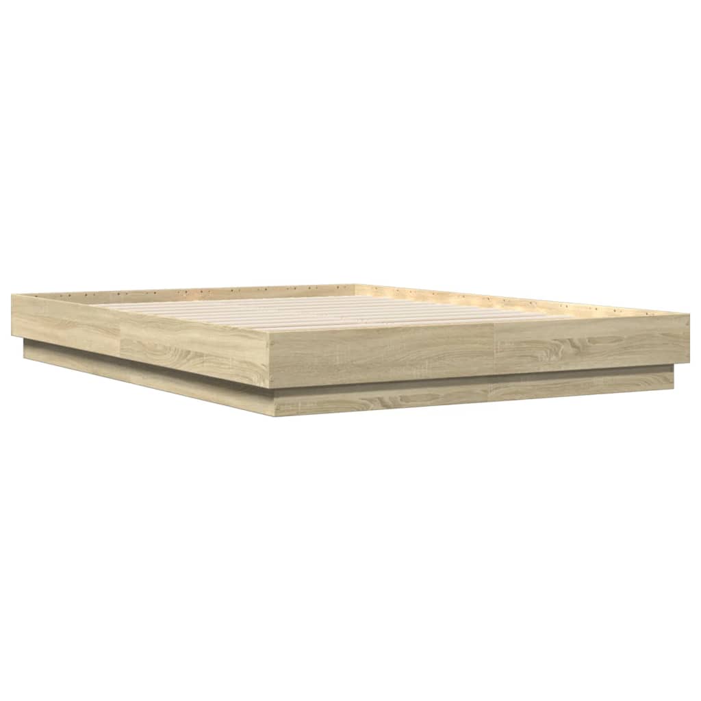 Bed Frame with LED without Mattress Sonoma Oak 120x200 cm