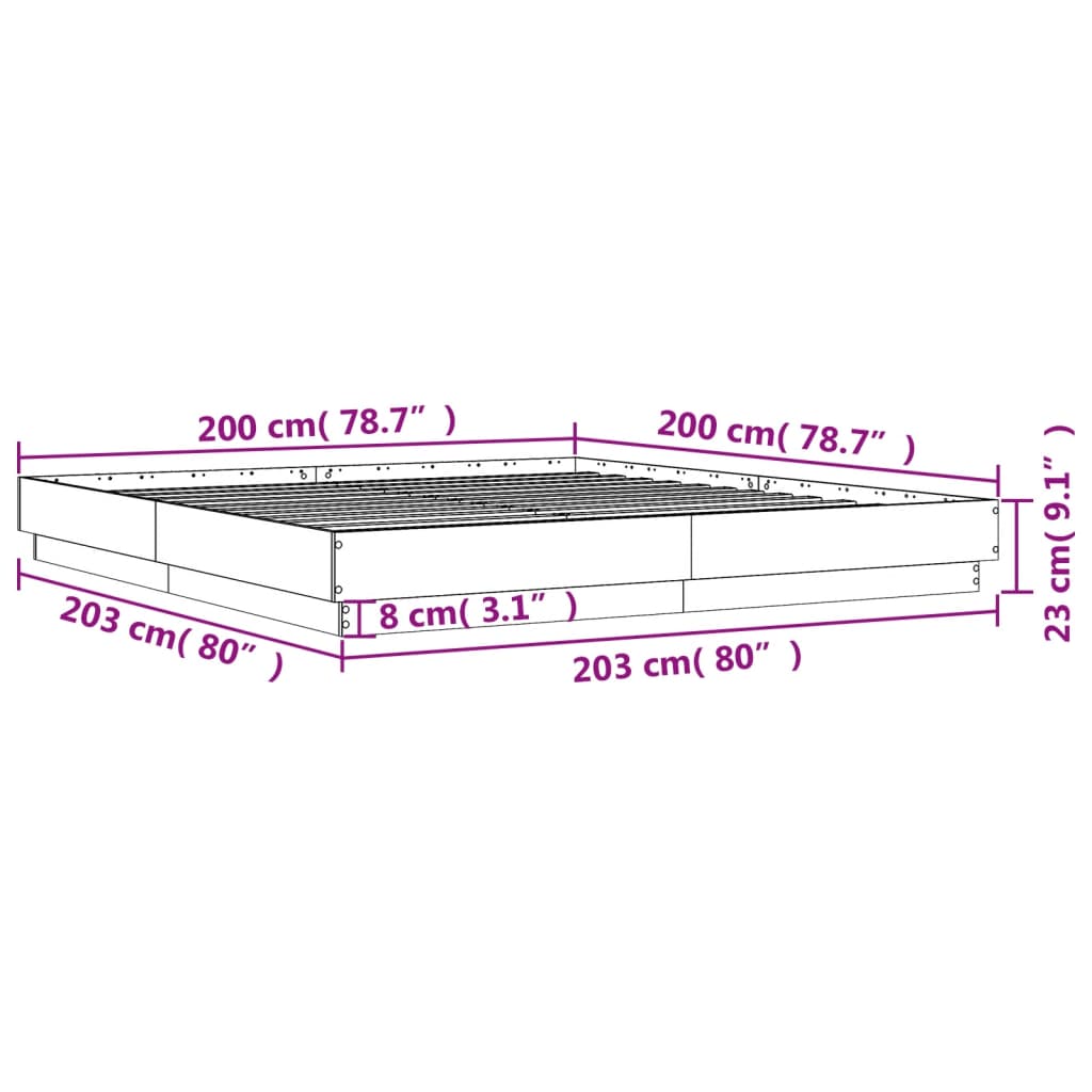 Modern Wooden Emperor Size 2m Bed Frame Base Sturdy Wood Beds