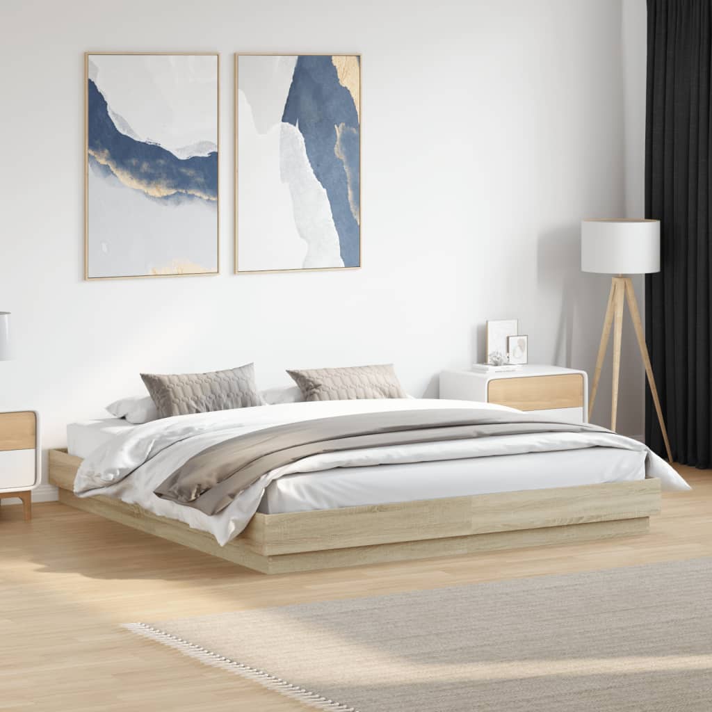 Modern Wooden Emperor Size 2m Bed Frame Base Sturdy Wood Beds