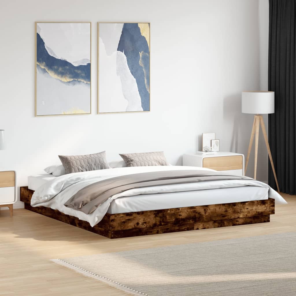 Modern Wooden Emperor Size 2m Bed Frame Base Sturdy Wood Beds