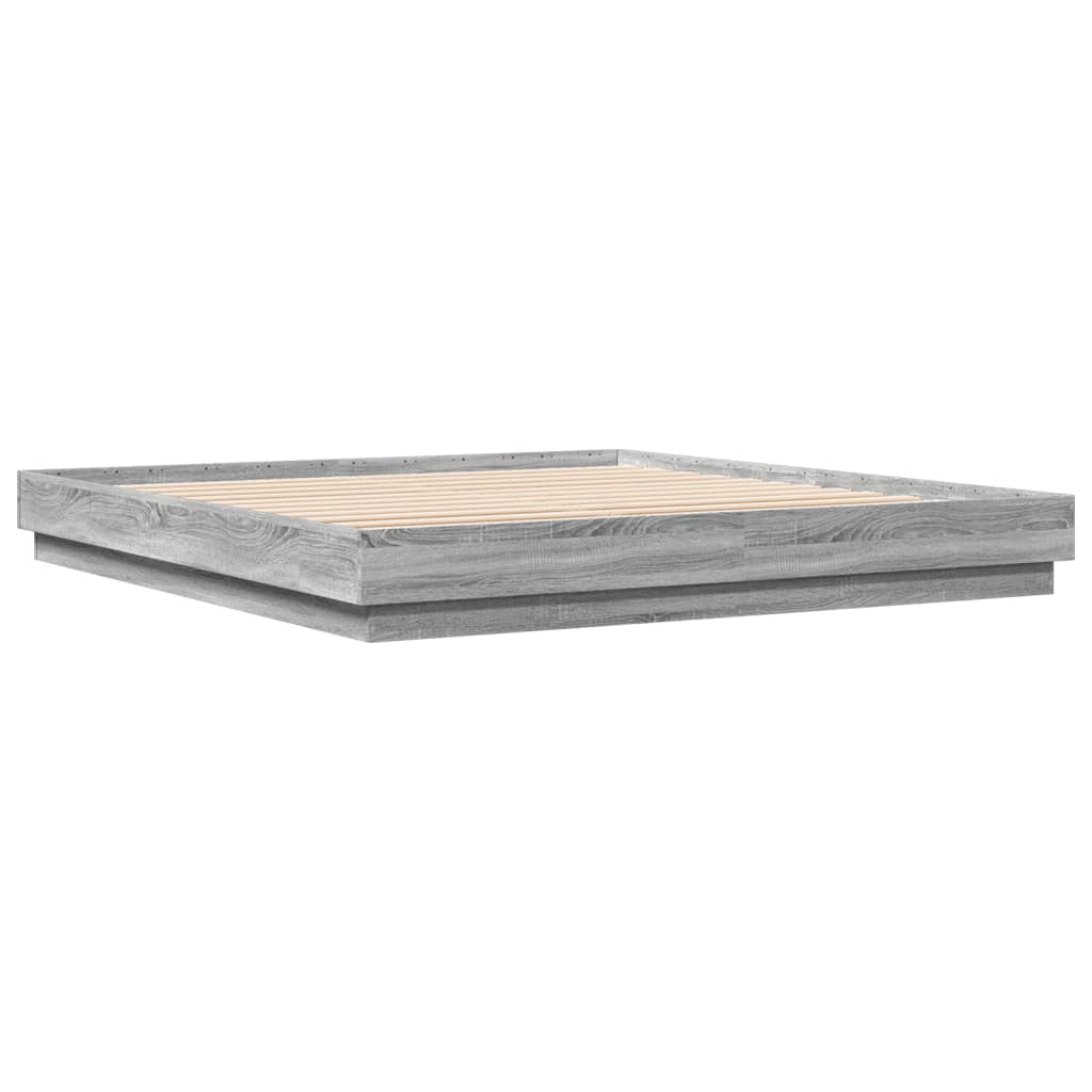 Bed Frame without Mattress Grey Sonoma 180x200 cm Super King