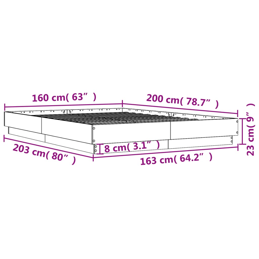 Modern Wooden Queen Size 160cm Bed Frame Base Sturdy Wood Beds