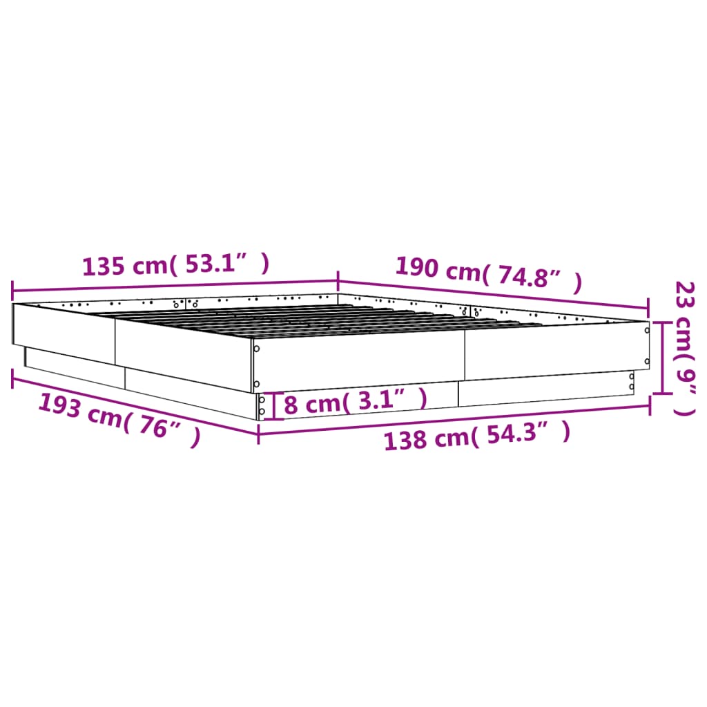 Modern Wooden Double Size 135cm Bed Frame Base Sturdy Wood Beds