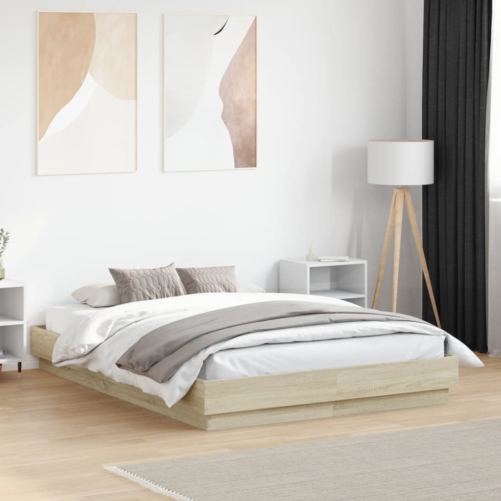 Modern Wooden Double Size 135cm Bed Frame Base Sturdy Wood Beds