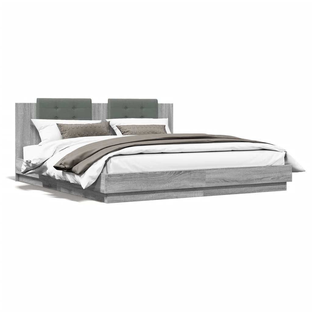 Bed Frame without Mattress Grey Sonoma 200x200cm
