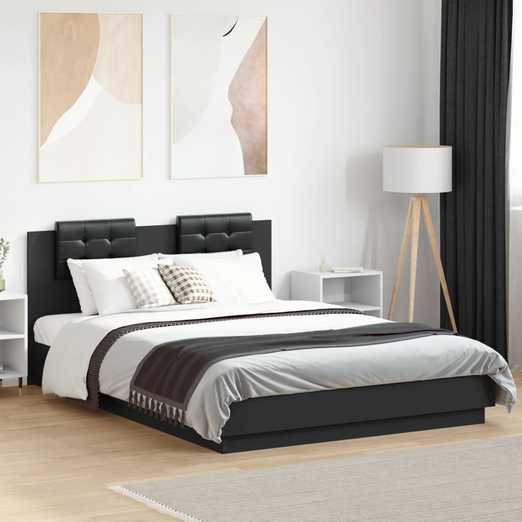 Bed Frame without Mattress Black 150x200 cm King Size