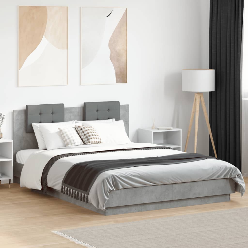 Bed Frame without Mattress Concrete Grey 140x200 cm