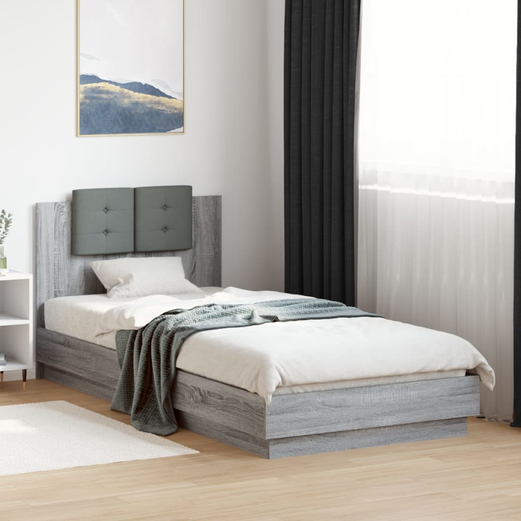 Bed Frame without Mattress Grey Sonoma 100x200 cm