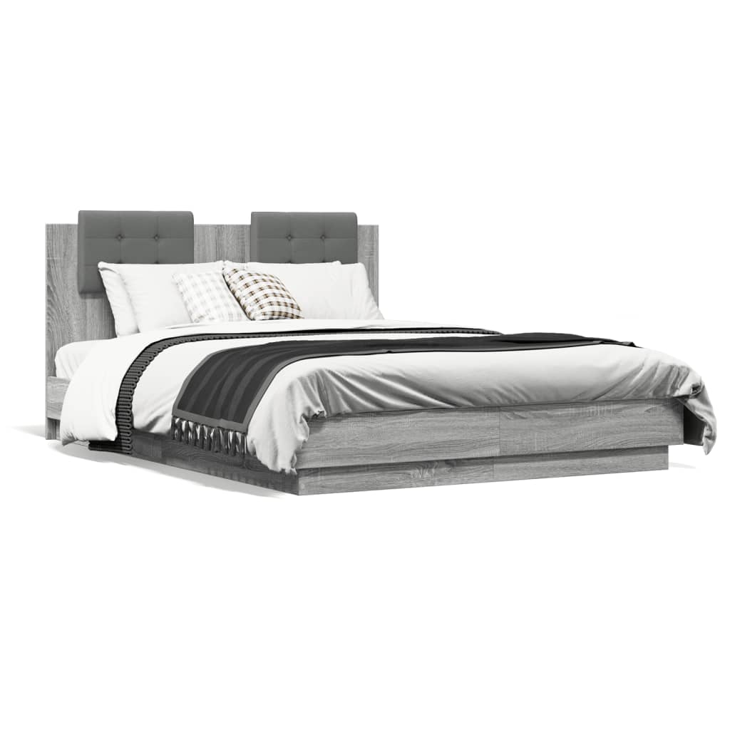 Bed Frame without Mattress Grey Sonoma 135x190 cm Double