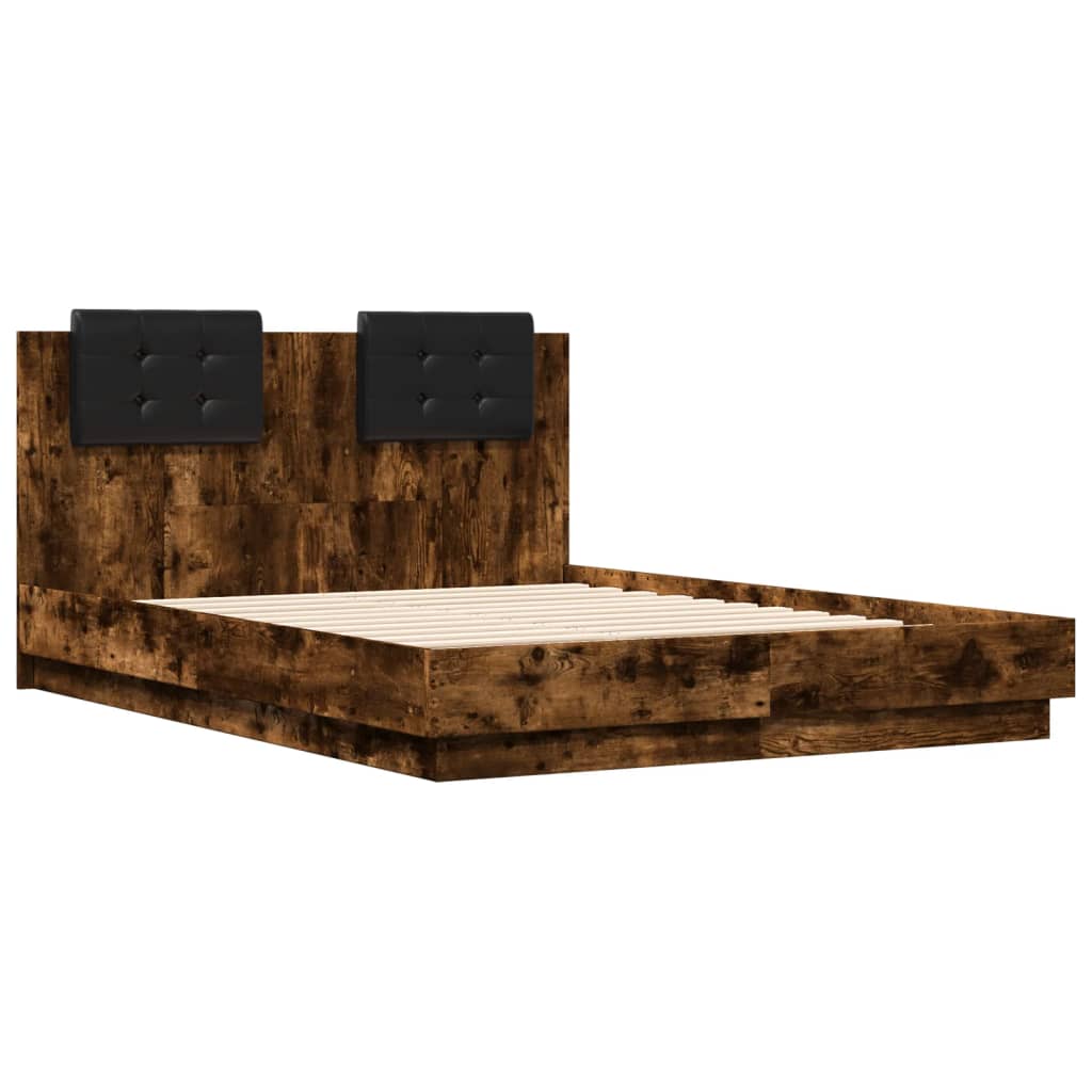Bed Frame without Mattress Smoked Oak 120x190 cm Small Double