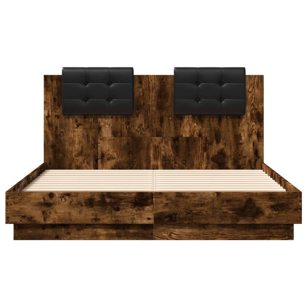 Bed Frame without Mattress Smoked Oak 120x190 cm Small Double