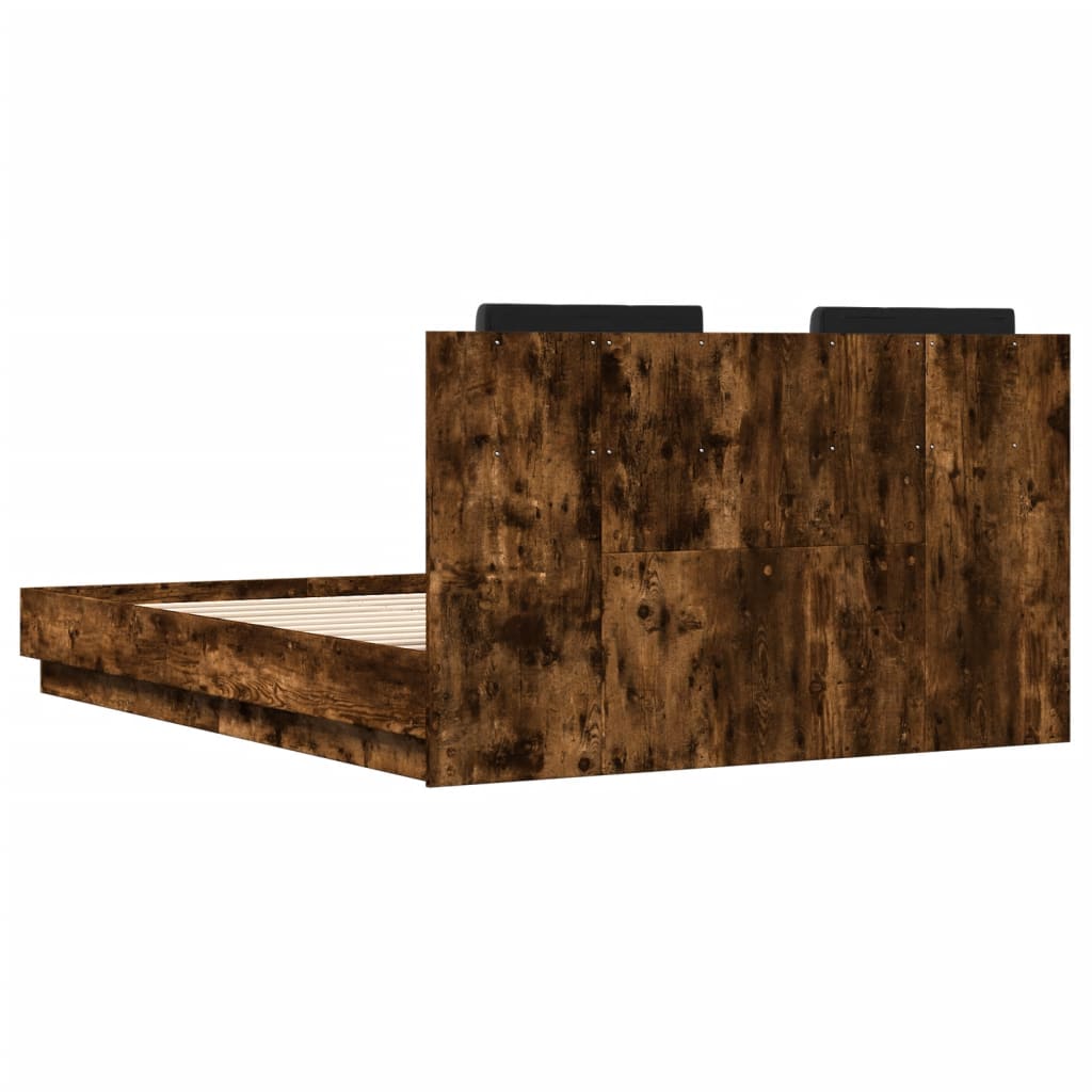 Bed Frame without Mattress Smoked Oak 120x190 cm Small Double