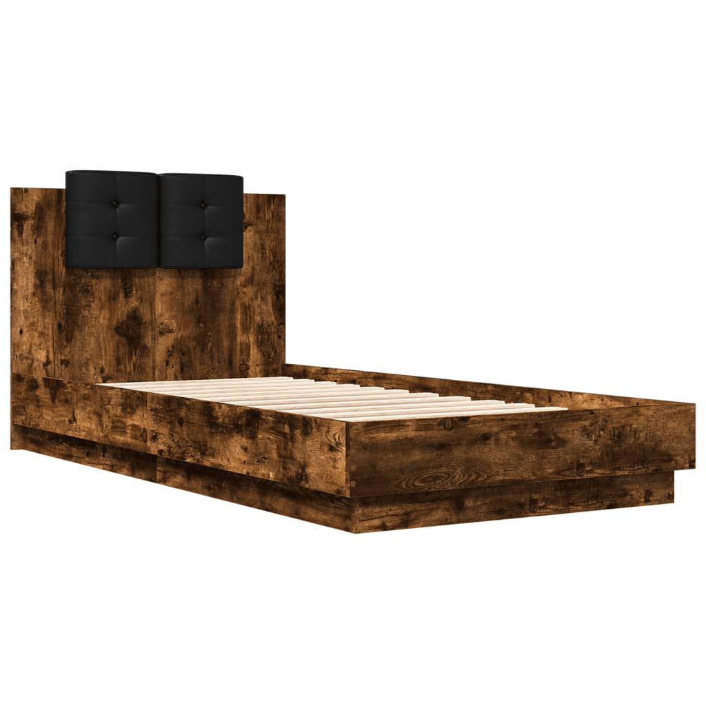 Bed Frame without Mattress Smoked Oak 75x190 cm Small Single