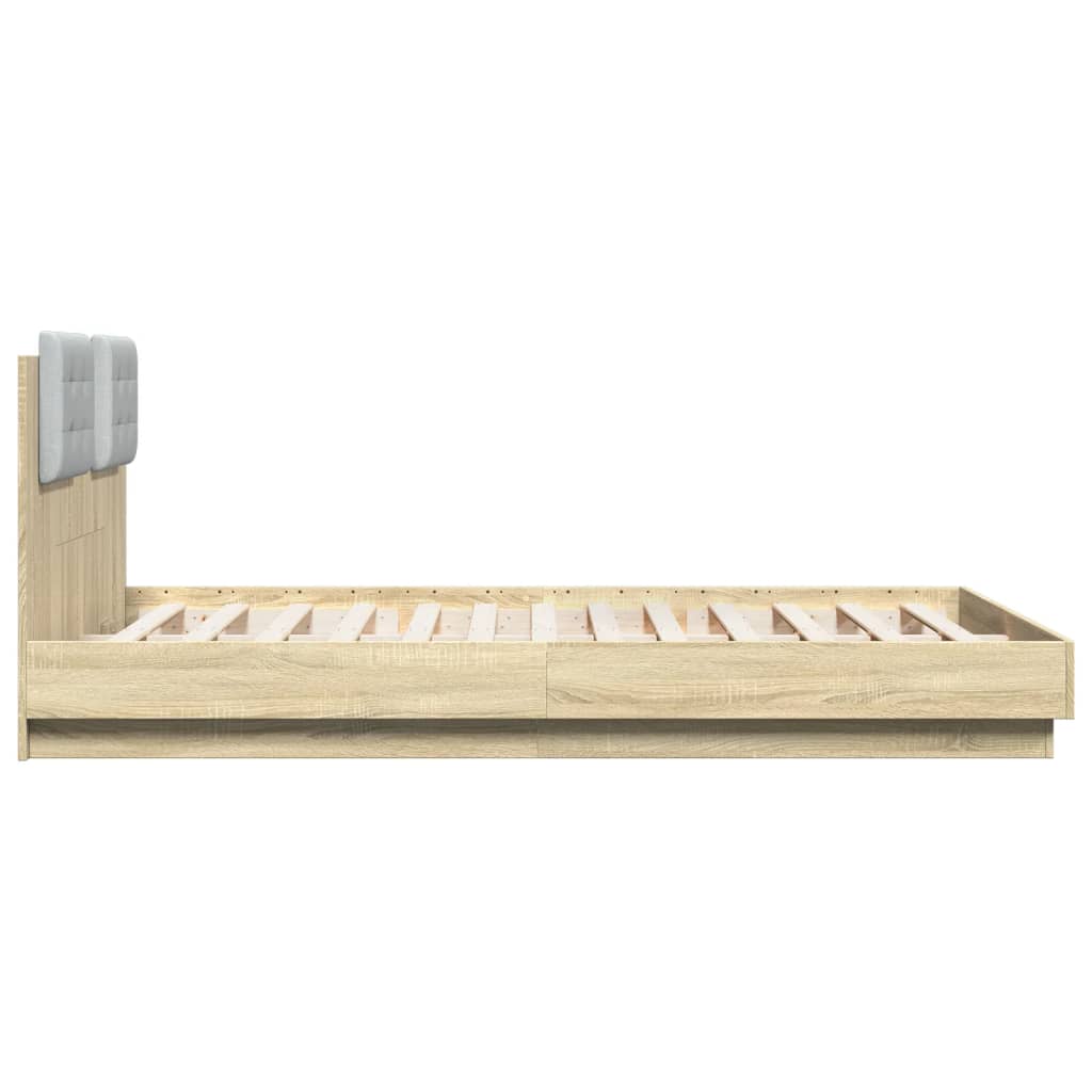 Bed Frame with LED without Mattress Sonoma Oak 150x200 cm King Size