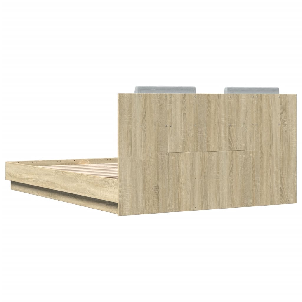 Bed Frame with LED without Mattress Sonoma Oak 150x200 cm King Size