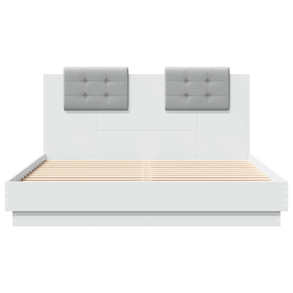 Bed Frame with LED without Mattress White 120x200 cm