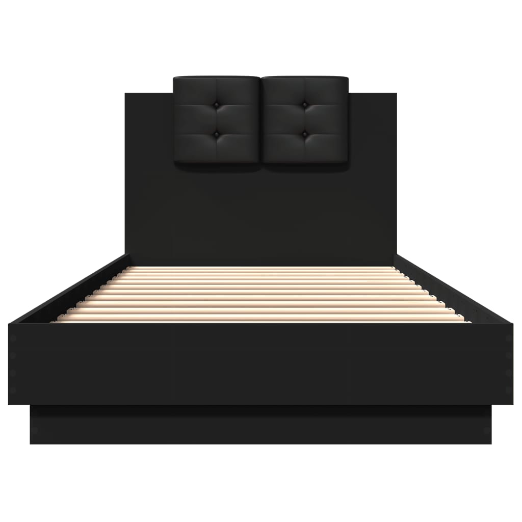 Bed Frame with LED without Mattress Black 100x200 cm