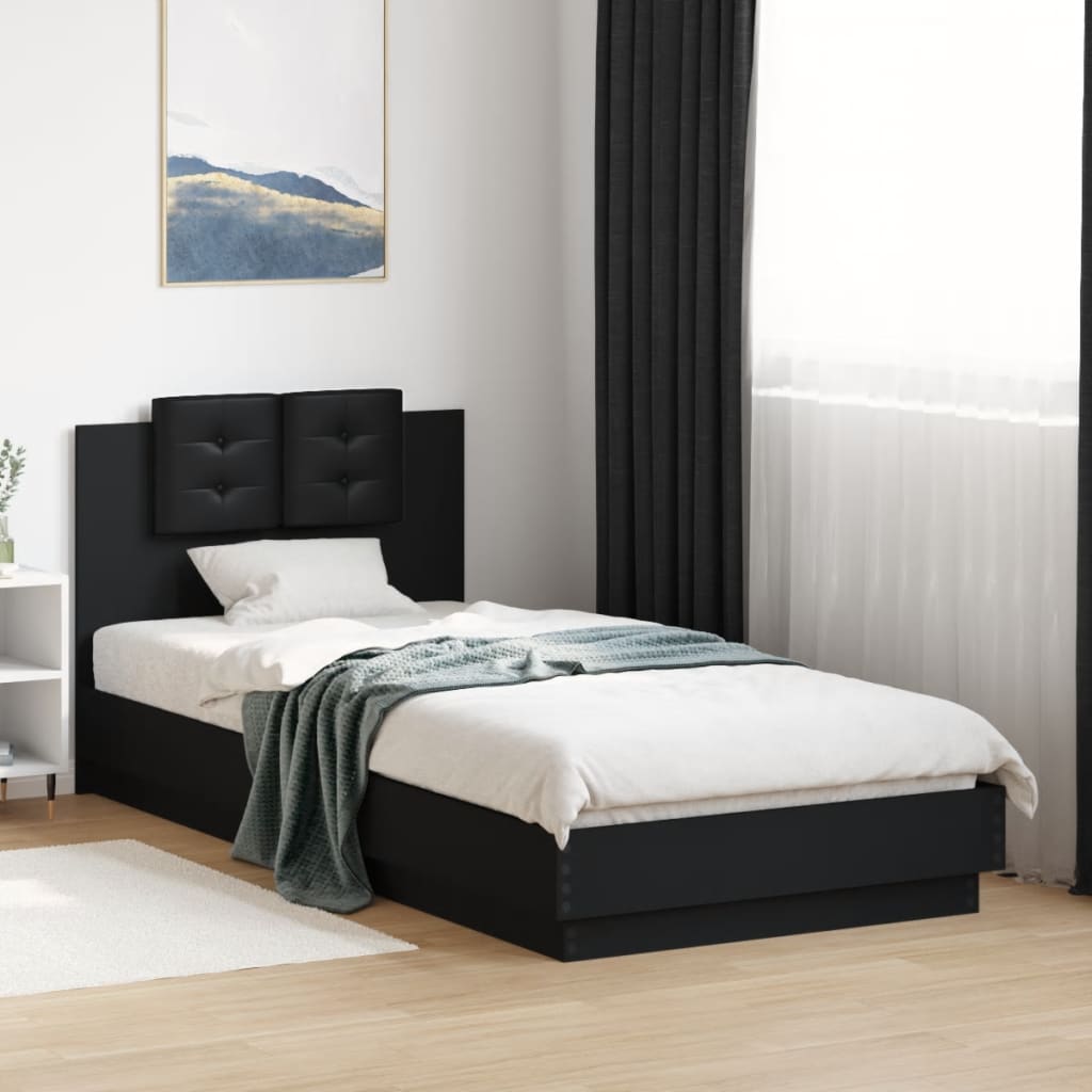 Bed Frame with LED without Mattress Black 100x200 cm
