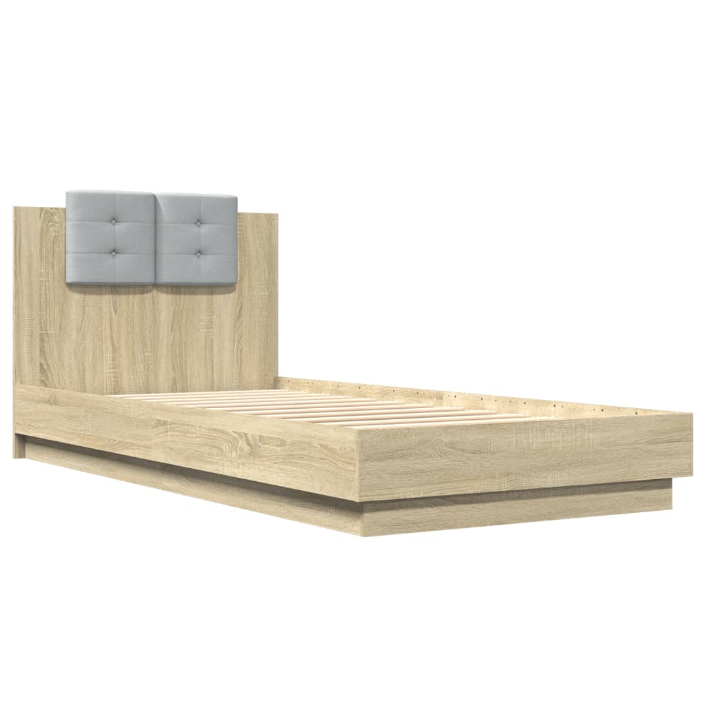 Bed Frame with LED without Mattress Sonoma Oak 100x200 cm