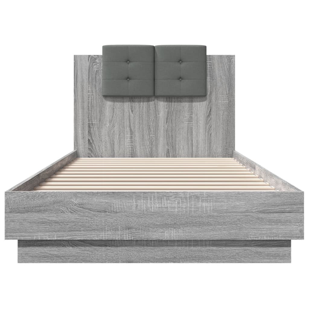Bed Frame with LED without Mattress Grey Sonoma 90x200 cm