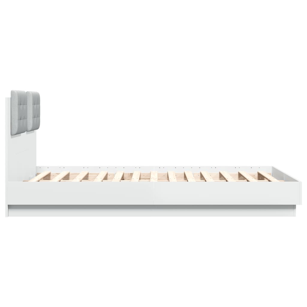 Bed Frame with LED without Mattress White 135x190 cm Double