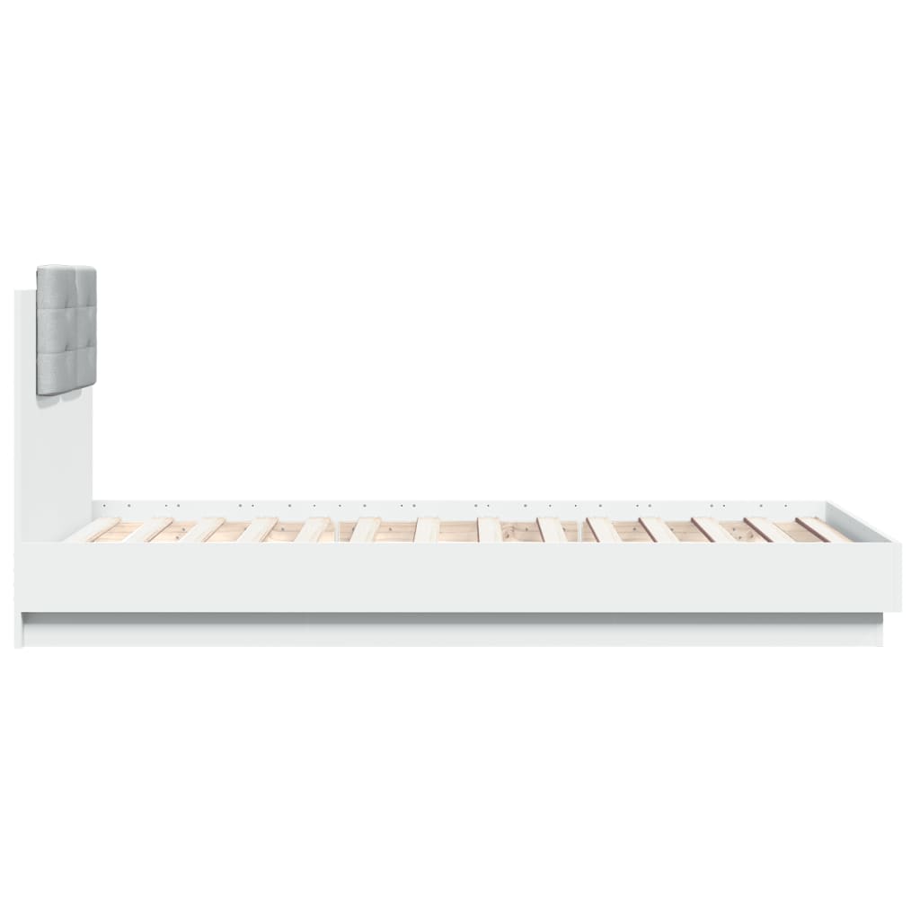 Bed Frame with LED without Mattress White 75x190 cm Small Single