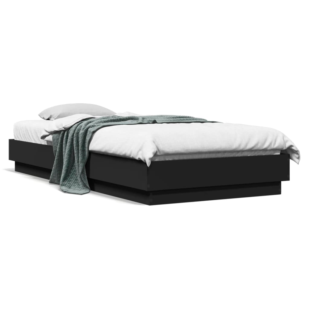 Bed Frame without Mattress with LED Lights Black 100x200 cm